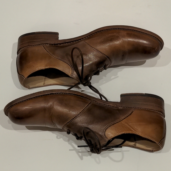 Brown distressed leather oxfords w/ goodyear welt handmade by cobbler men US 9 - Picture 4 of 12